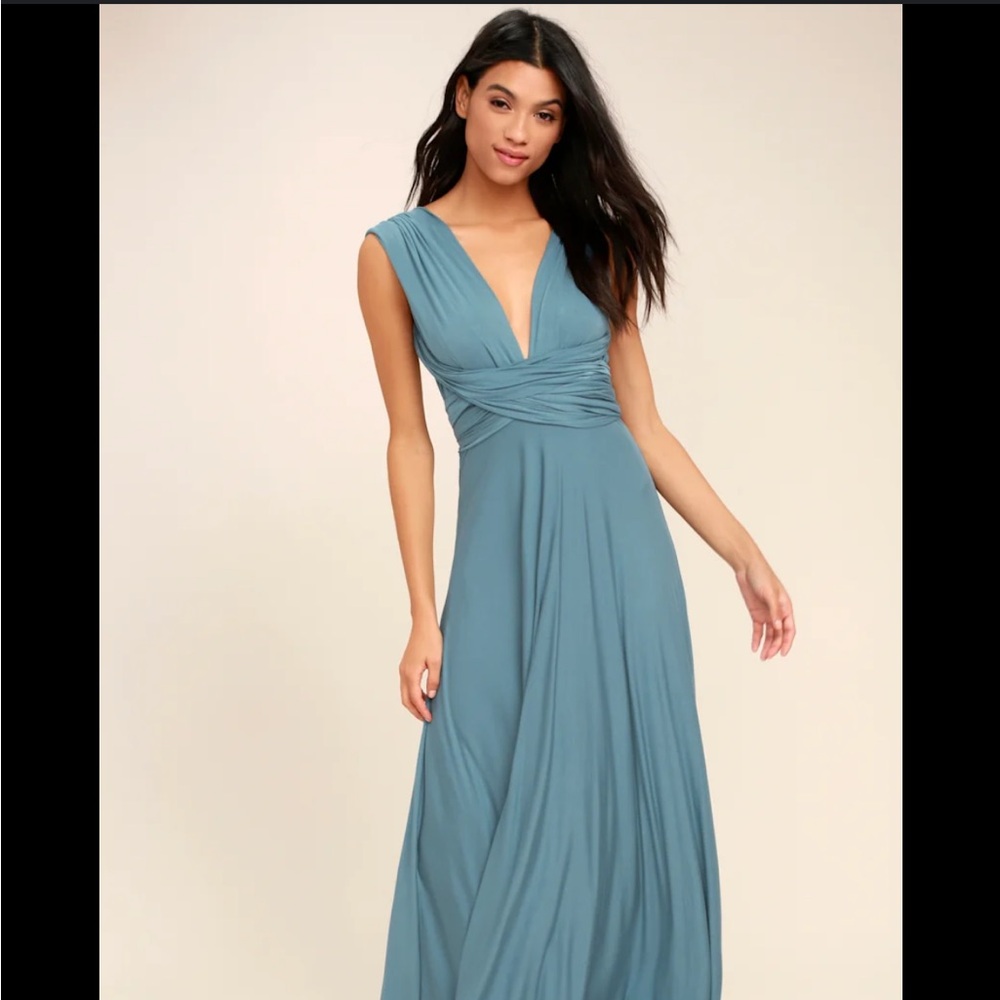 Lulu's Slate Blue Maxi Dress